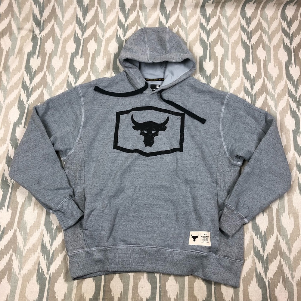 Under Armour UA Men's Project Rock Gray Hoodie Respect Size L large 1346067-011 - Picture 5 of 13